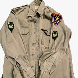 Vintage WWII U.S. Army Khaki Uniform Shirt Elbeco Regulation w/ETO Patch & Eagle